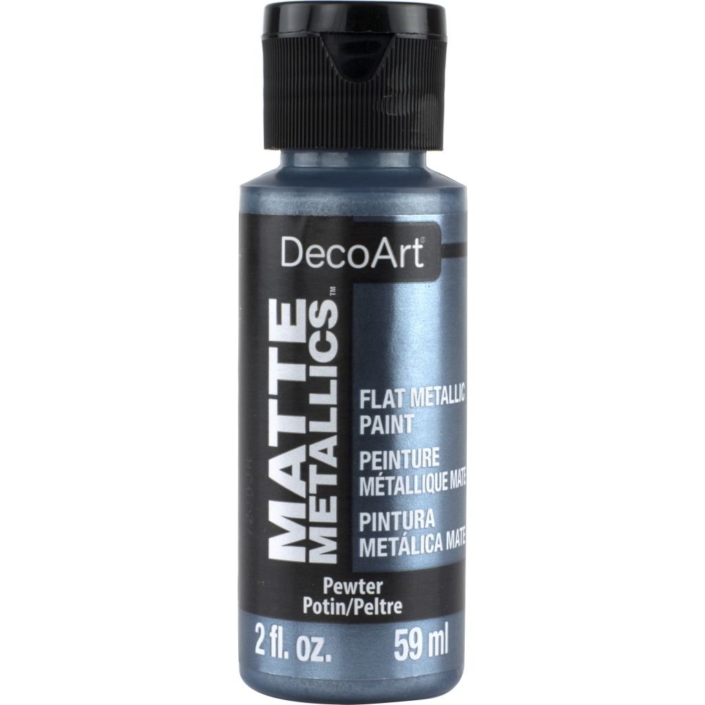 DecoArt Americana Décor - Matte Metallics Acrylic Paint - 59 ML (2 Oz) Bottle - Pewter (05)