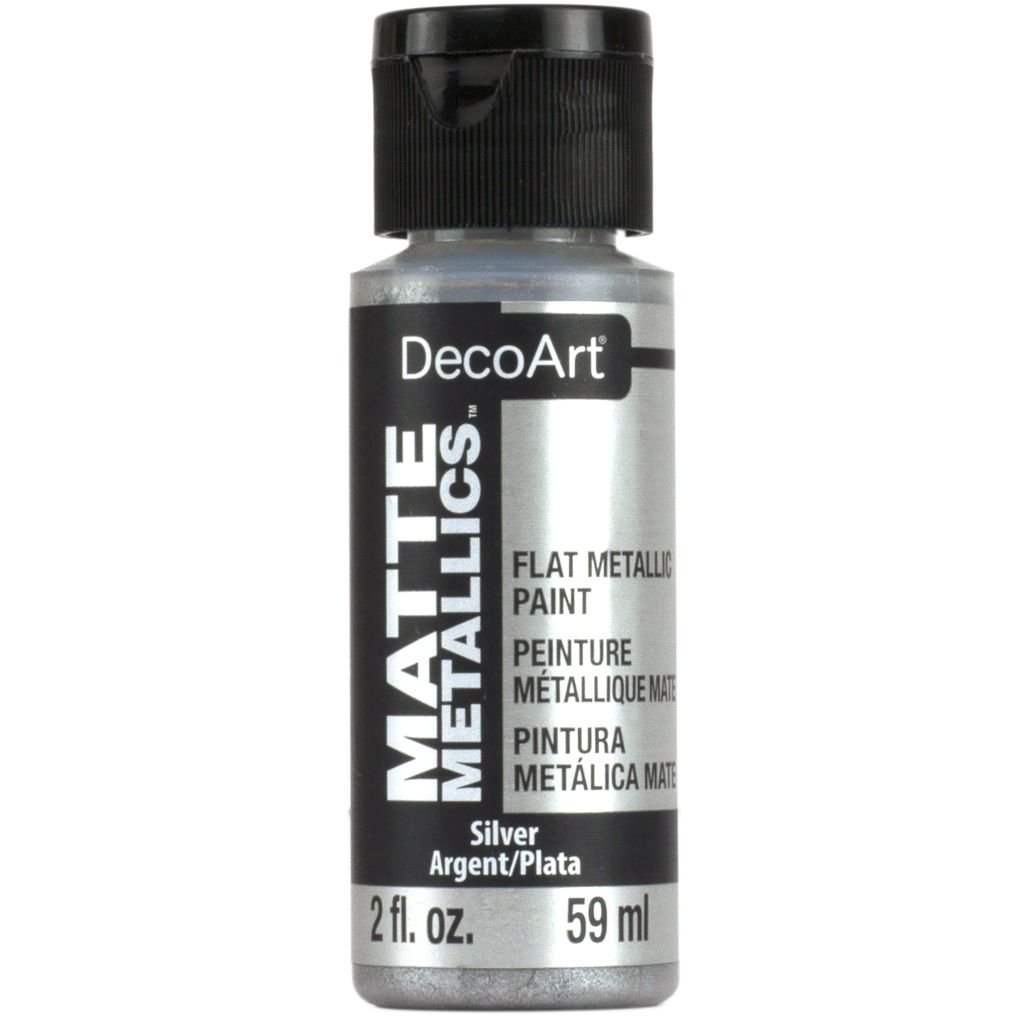 DecoArt Americana Décor - Matte Metallics Acrylic Paint - 59 ML (2 Oz) Bottle - Silver (14)