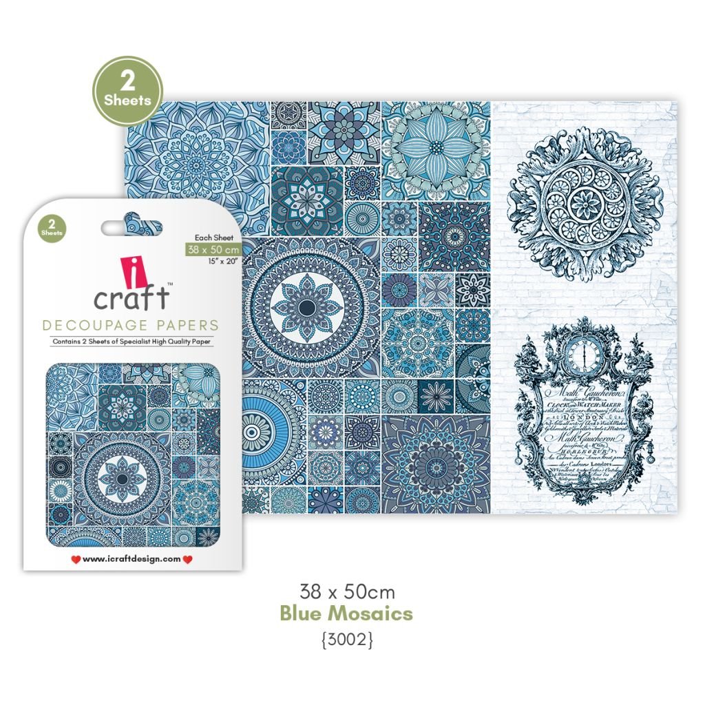 iCraft Decoupage Paper - Blue Mosiacs 15 x 20