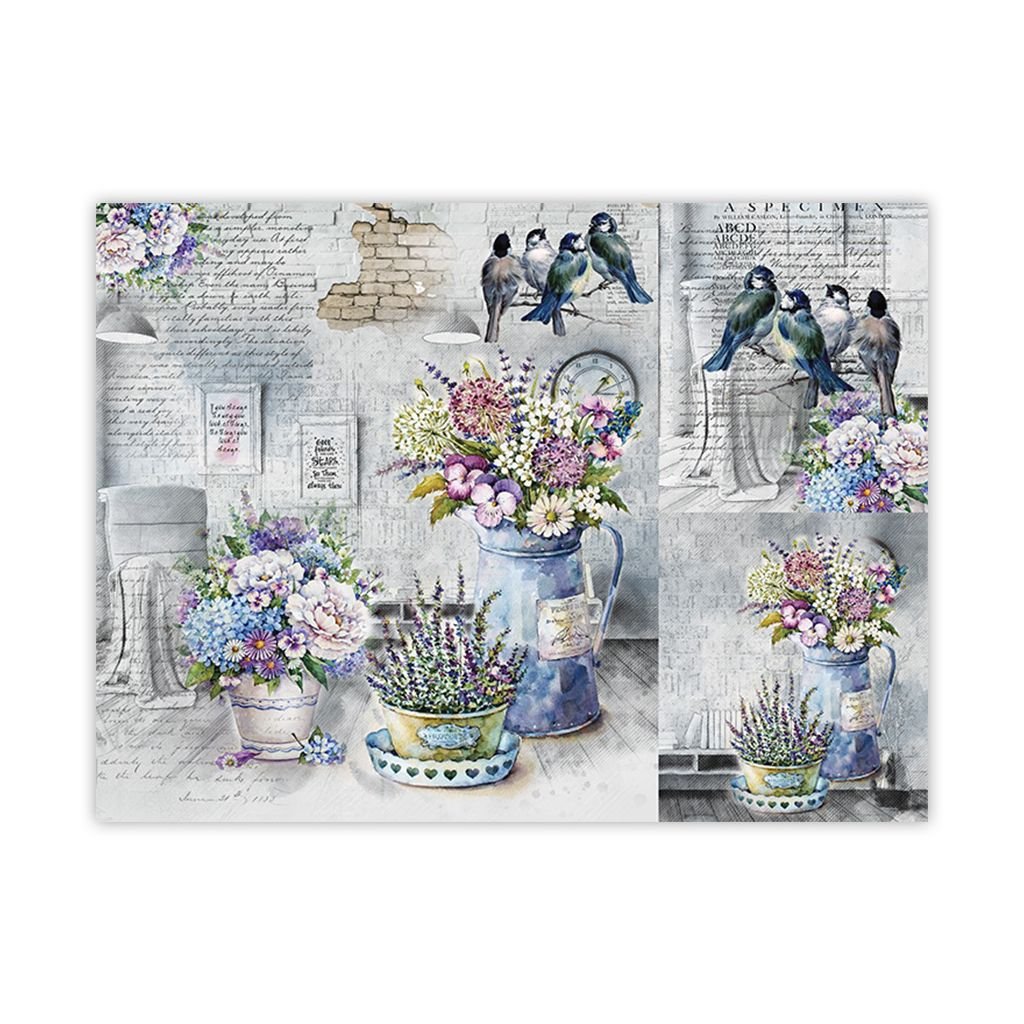 iCraft Decoupage Paper - Floral Pottery 15 x 20