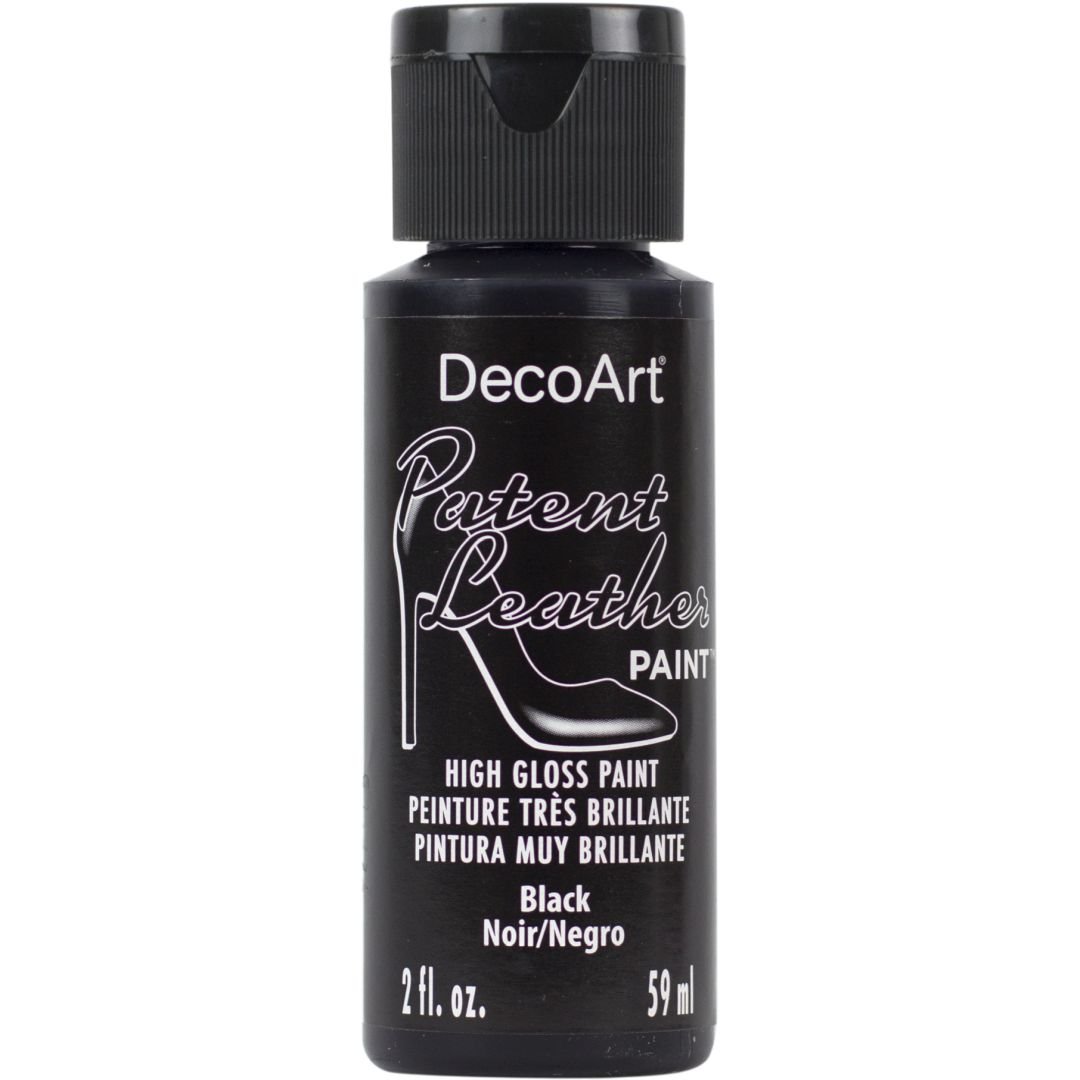 DecoArt Patent Leather - Glossy Acrylic Paint - 59 ML (2 Oz) Bottle - Black (01)