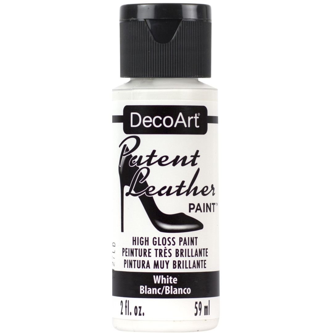 DecoArt Patent Leather - Glossy Acrylic Paint - 59 ML (2 Oz) Bottle - White (02)