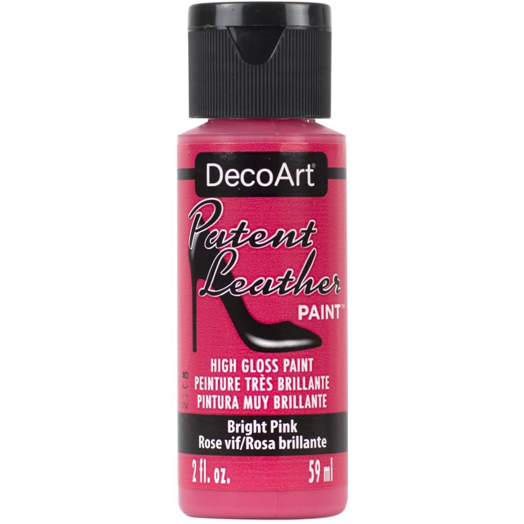 DecoArt Patent Leather - Glossy Acrylic Paint - 59 ML (2 Oz) Bottle - Bright Pink (05)