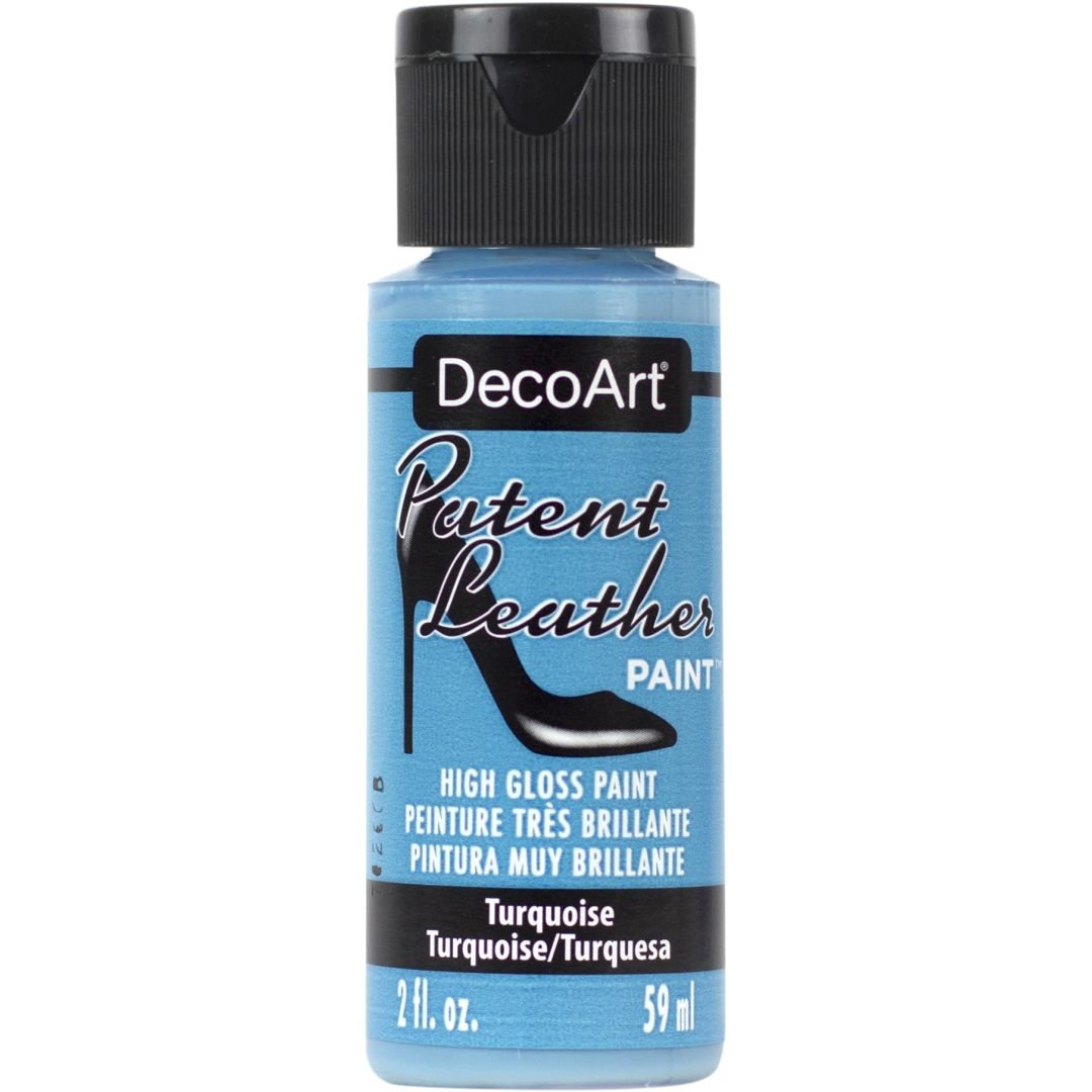 DecoArt Patent Leather - Glossy Acrylic Paint - 59 ML (2 Oz) Bottle - Turquoise (09)