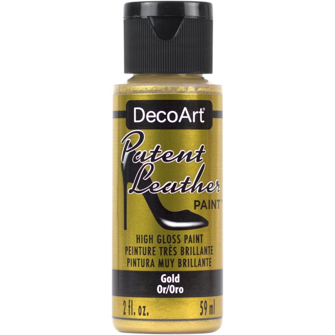 DecoArt Patent Leather - Glossy Acrylic Paint - 59 ML (2 Oz) Bottle - Gold (11)