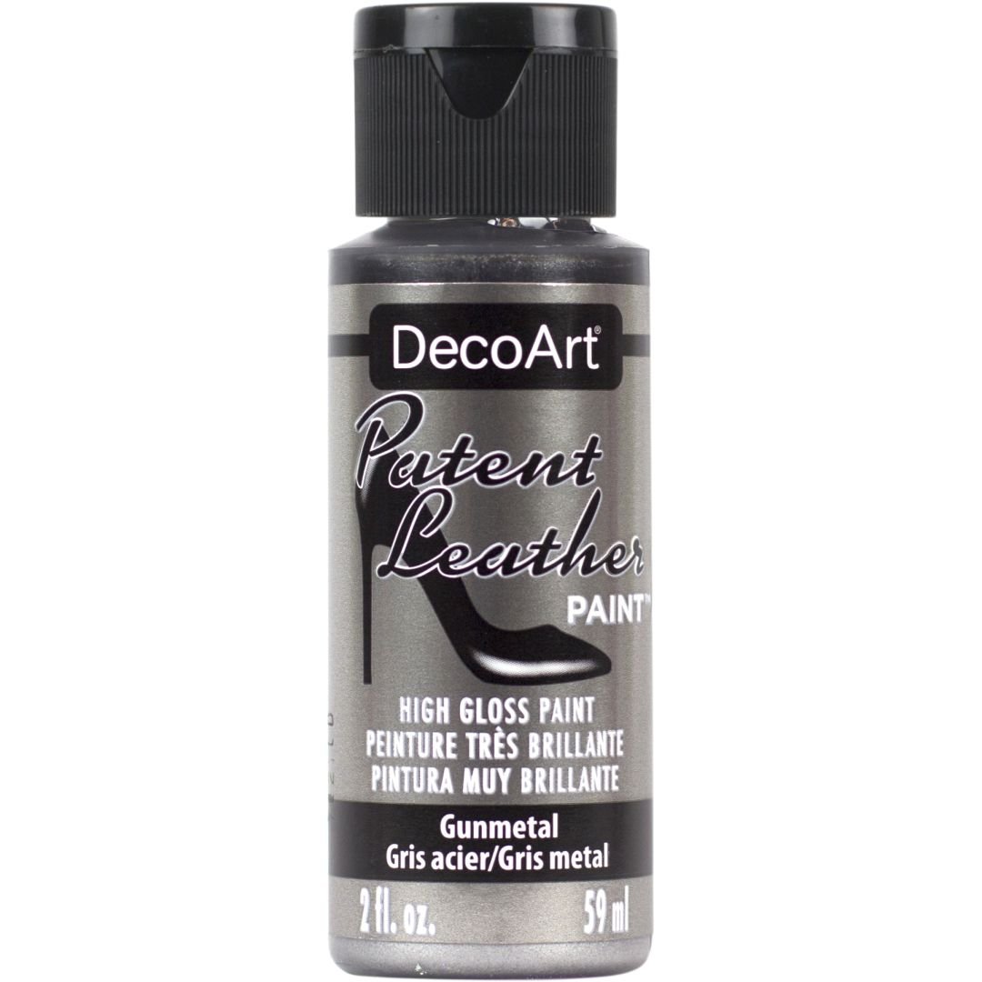 DecoArt Patent Leather - Glossy Acrylic Paint - 59 ML (2 Oz) Bottle - Gunmetal (13)
