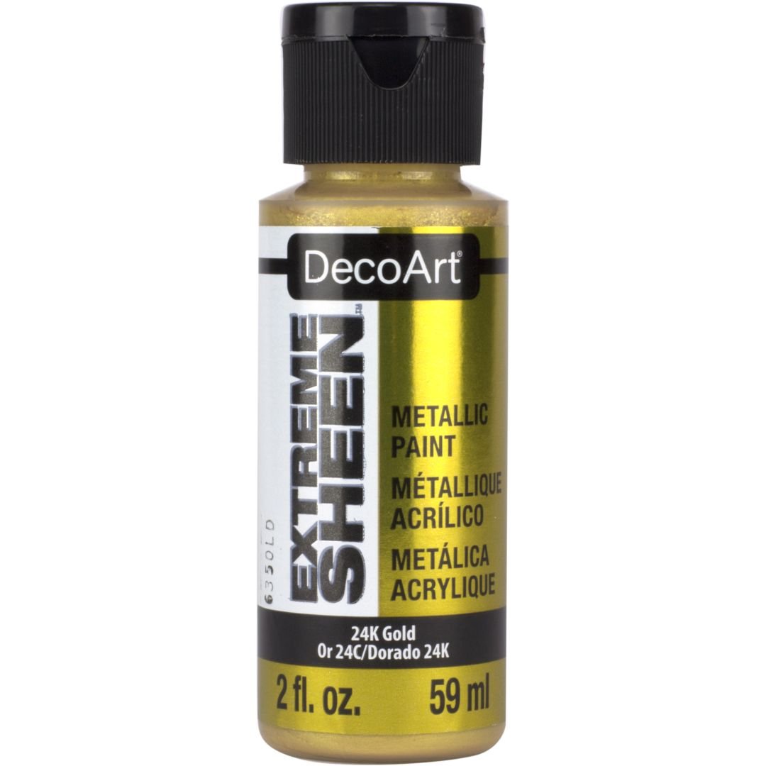 DecoArt Extreme Sheen Metallic Acrylic Paint - 59 ML (2 Oz) Bottle - 24K Gold (04)