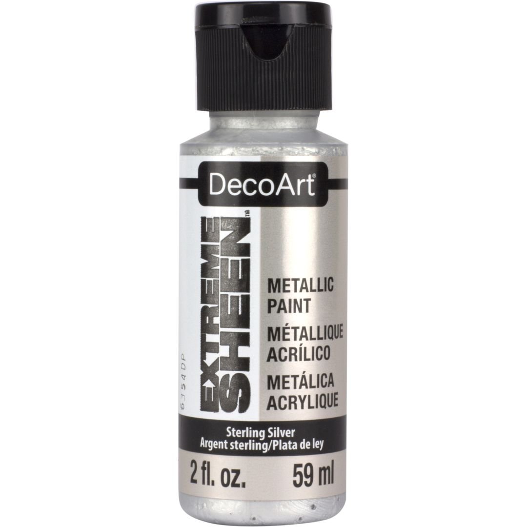 DecoArt Extreme Sheen Metallic Acrylic Paint - 59 ML (2 Oz) Bottle - Sterling Silver (07)