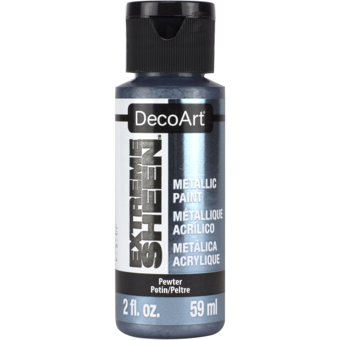 DecoArt Extreme Sheen Metallic Acrylic Paint - 59 ML (2 Oz) Bottle - Pewter (12)