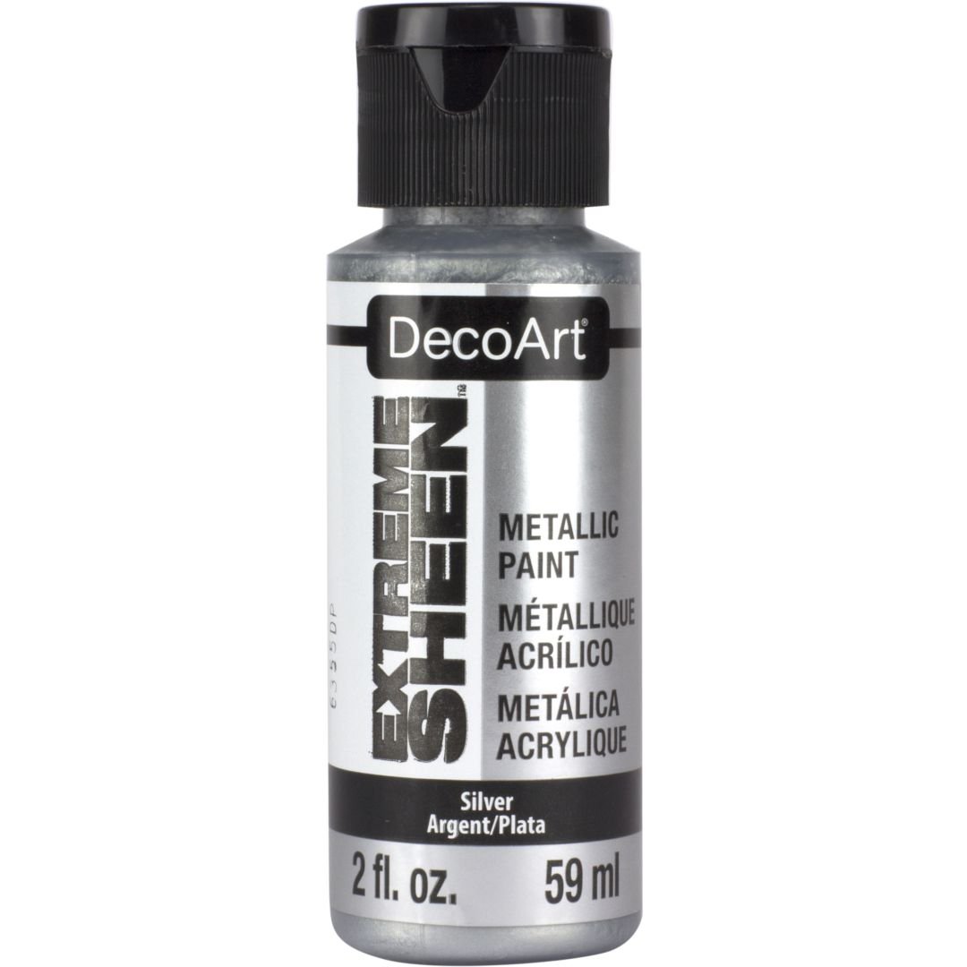 DecoArt Extreme Sheen Metallic Acrylic Paint - 59 ML (2 Oz) Bottle - Silver (13)