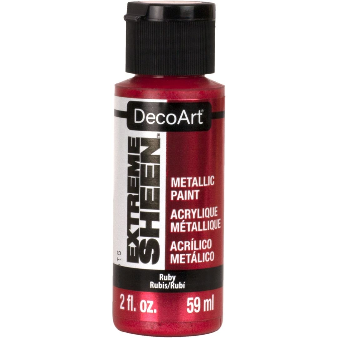 DecoArt Extreme Sheen Metallic Acrylic Paint - 59 ML (2 Oz) Bottle - Ruby (20)