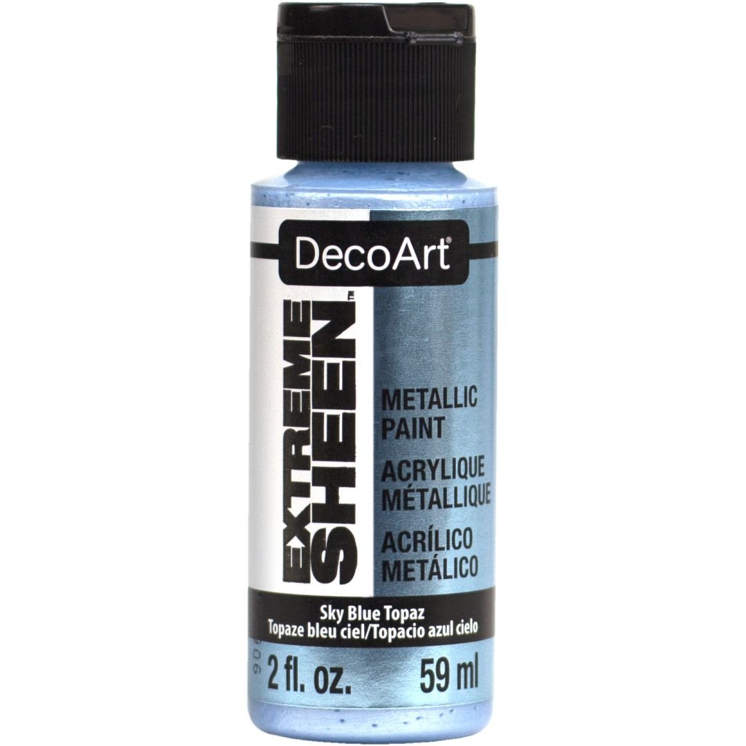 DecoArt Extreme Sheen Metallic Acrylic Paint - 59 ML (2 Oz) Bottle - Sky Blue Topaz (25)