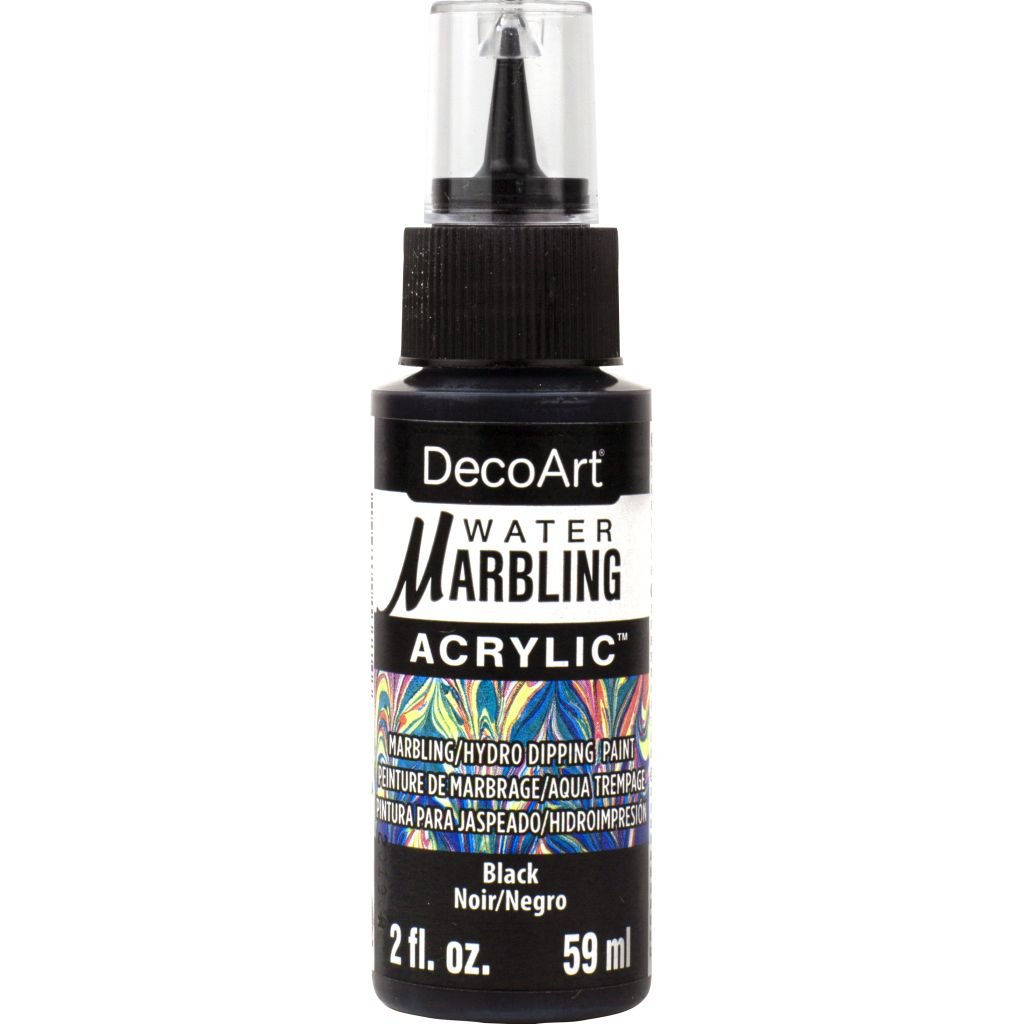 DecoArt Water Marbling Paint - 59 ML (2 Oz) Dropper Bottle - Black (01)