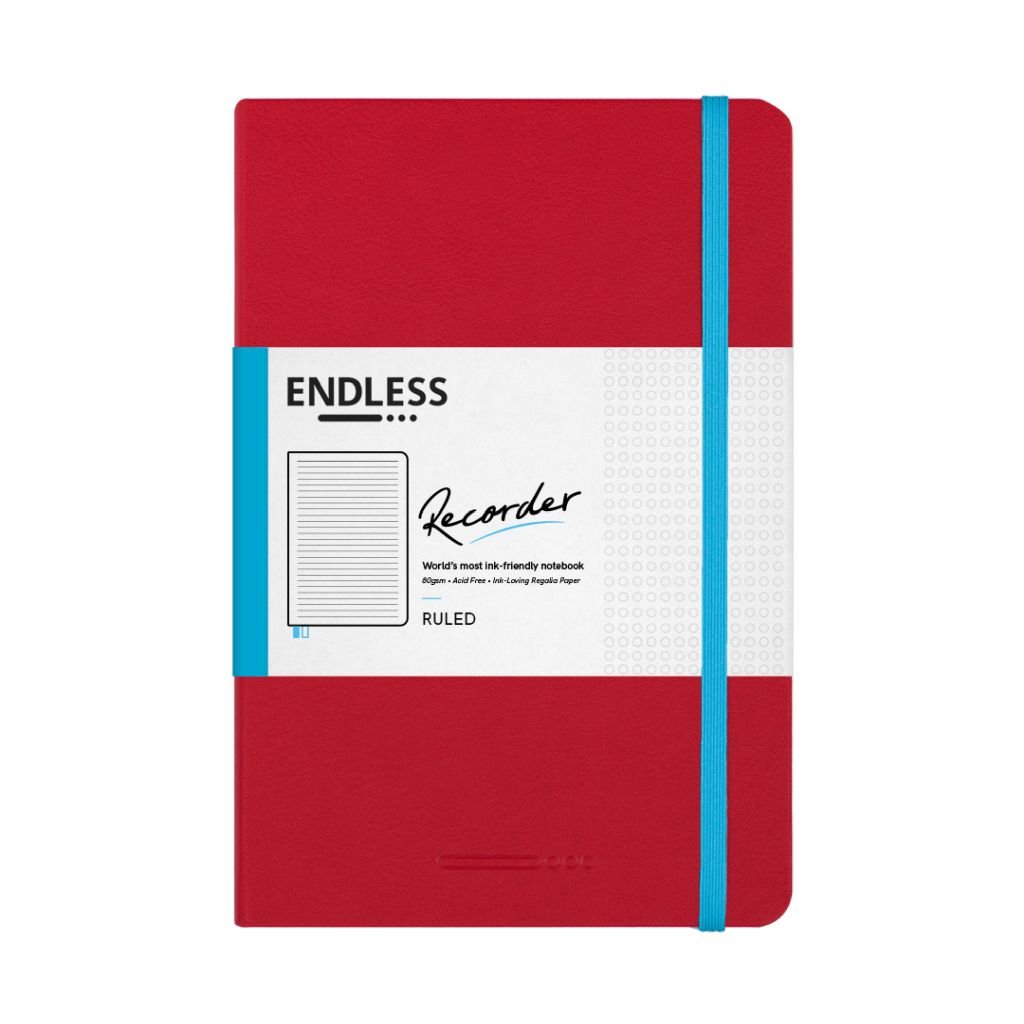 Endless Recorder - Crimson Sky (Red) - Regalia Paper - 80 GSM Ruled A5 (8.3 x 5.6