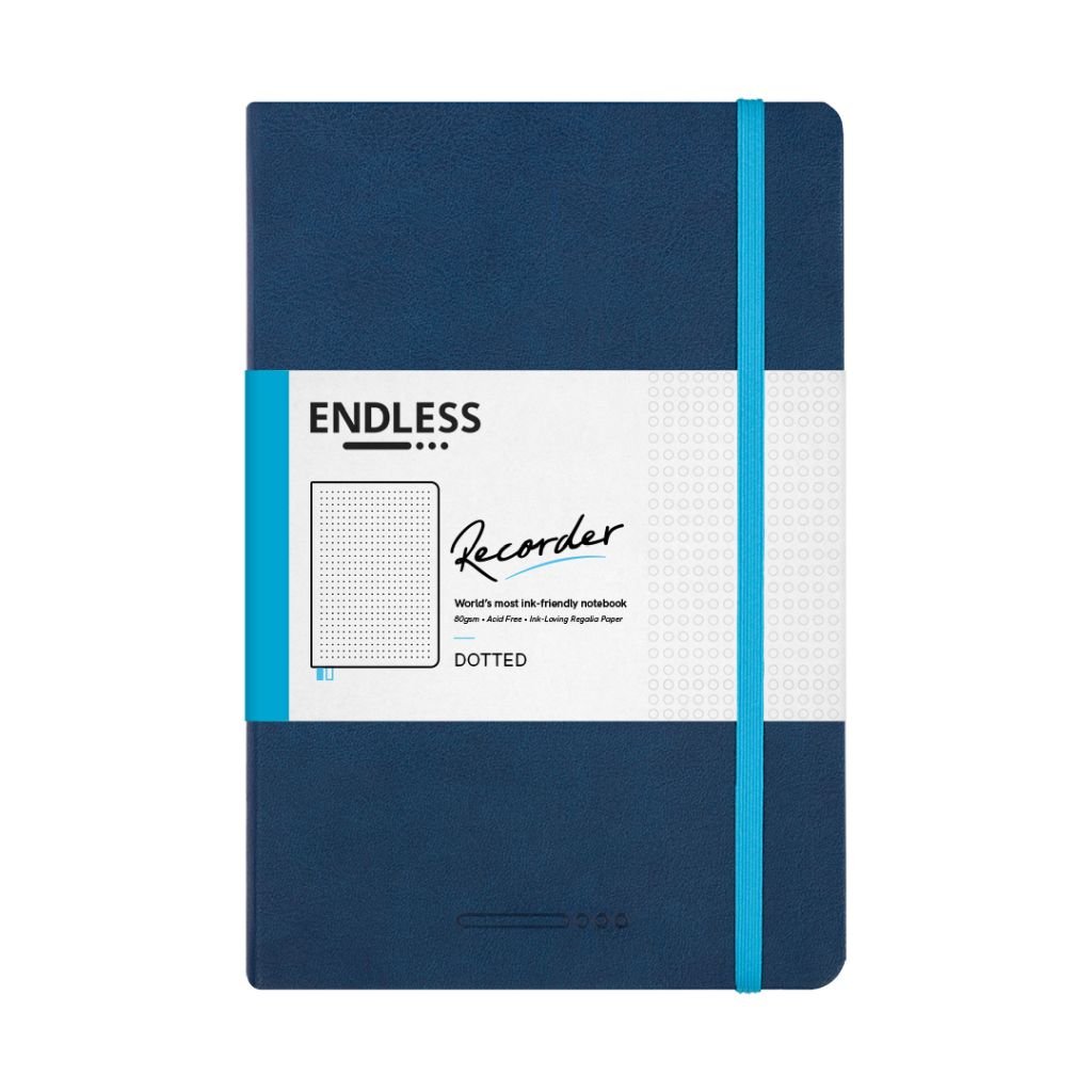 Endless Recorder - Deep Ocean (Blue) - Regalia Paper - 80 GSM Dotted A5 (8.3 x 5.6