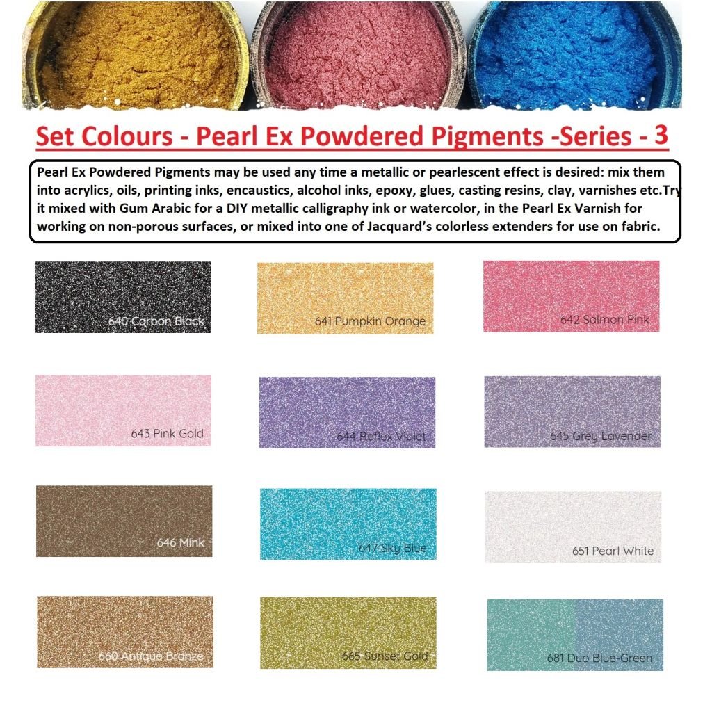 Jacquard Pearl Ex Powdered Pigments - Series 3 - Set of 12 Colours
