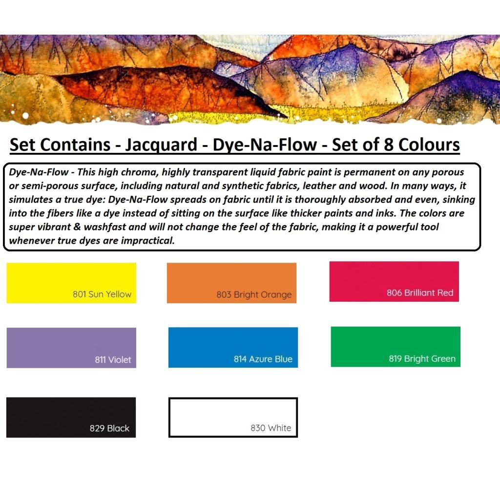 Jacquard - Dye-Na-Flow - Set of 8 Colours of 66.54 ML (2.25 Oz)