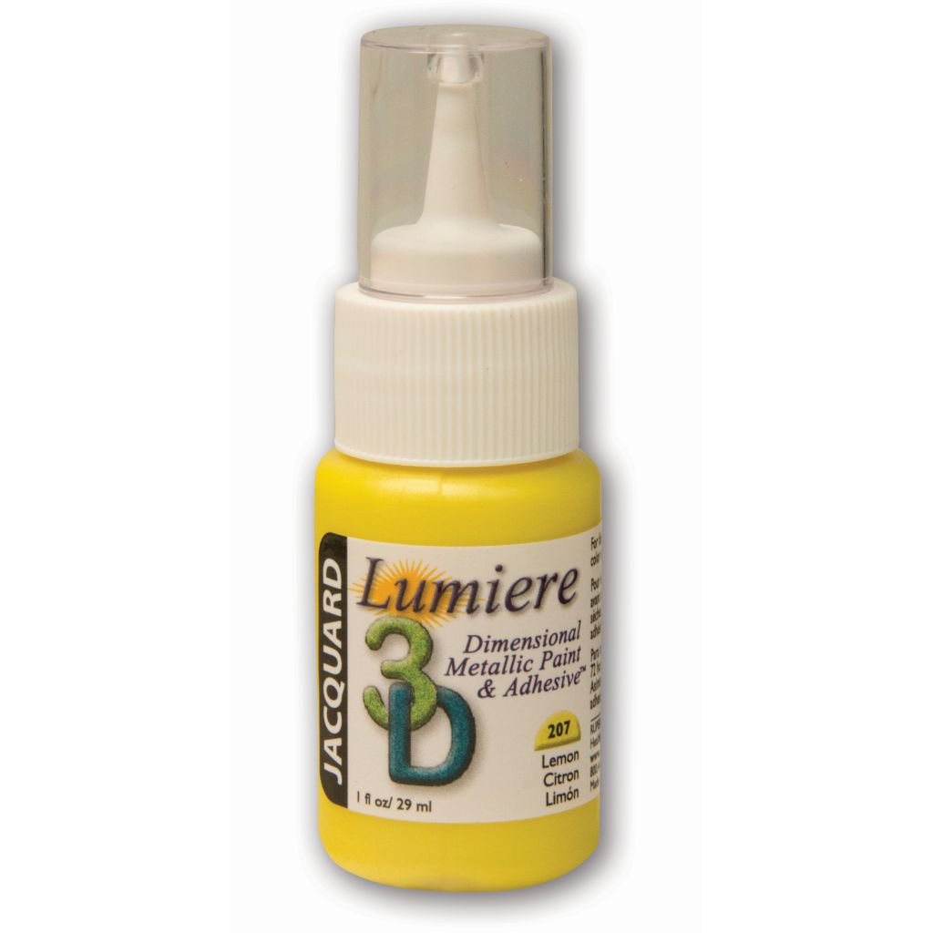 Jacquard Lumiere 3D Dimensional Metallic Fabric Colour - 1 Oz (29.57 ML) Jar - Lemon (207)