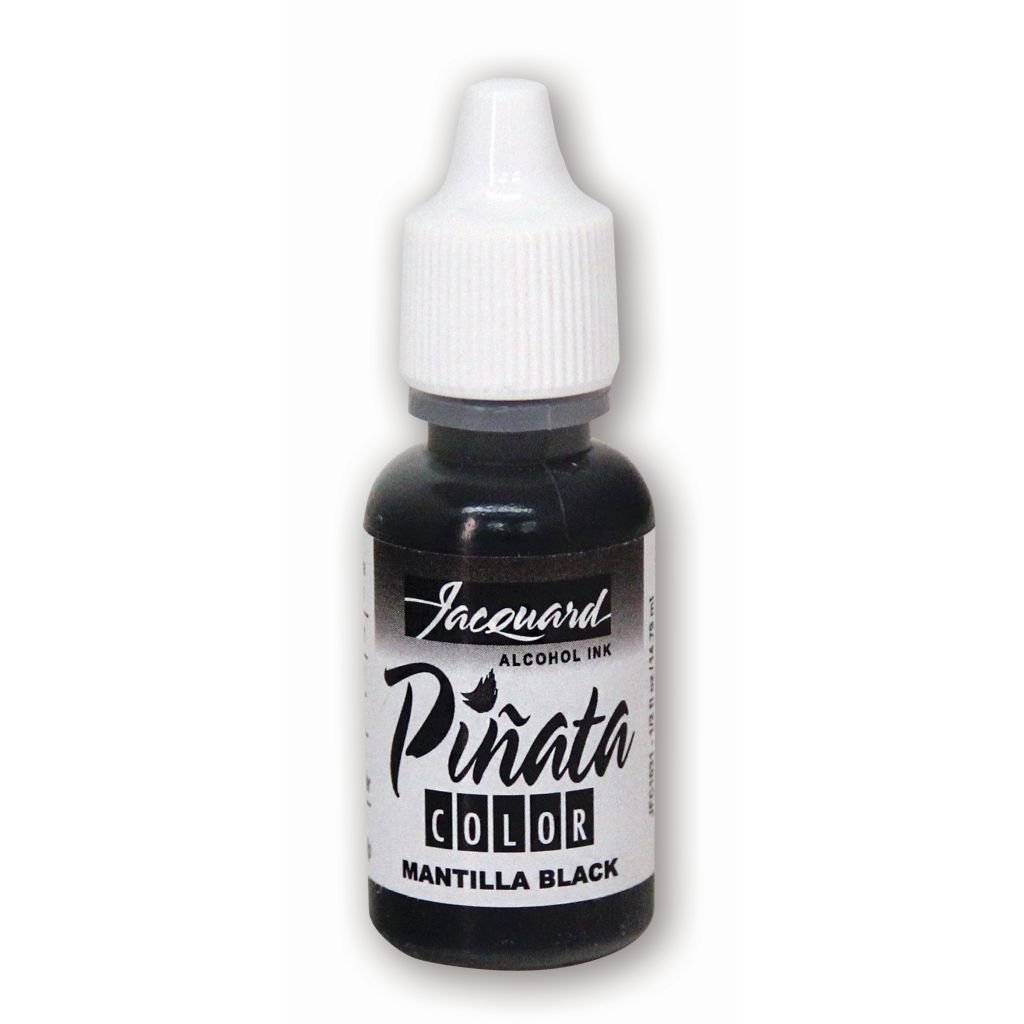 Jacquard Acid-Free Alcohol Inks - Pinata Colour - 14.79 ML (1/2 Oz) Bottle - Mantilla Black (031)