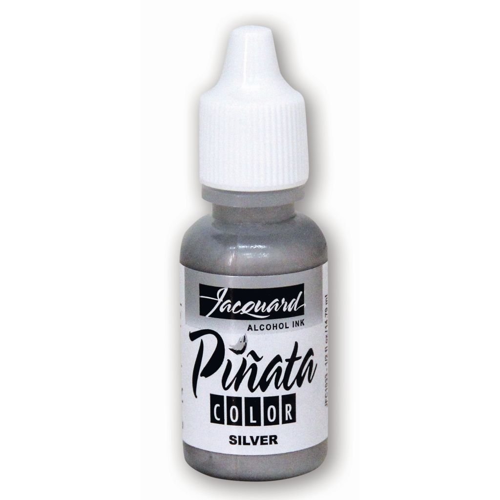 Jacquard Acid-Free Alcohol Inks - Pinata Colour - 14.79 ML (1/2 Oz) Bottle - Silver (033)