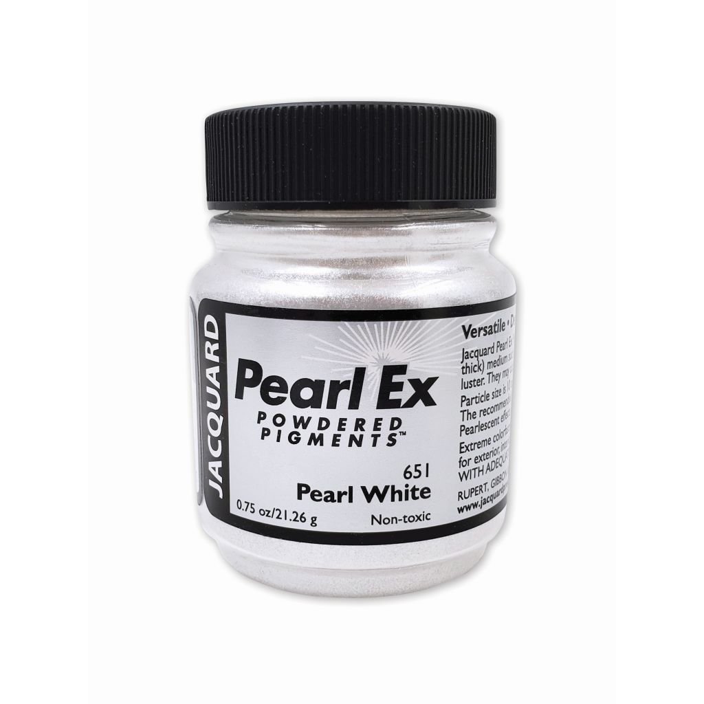 Jacquard Pearl Ex Powdered Pigments - 0.75 Oz (21.26 GM) Jar - Pearl White (651)