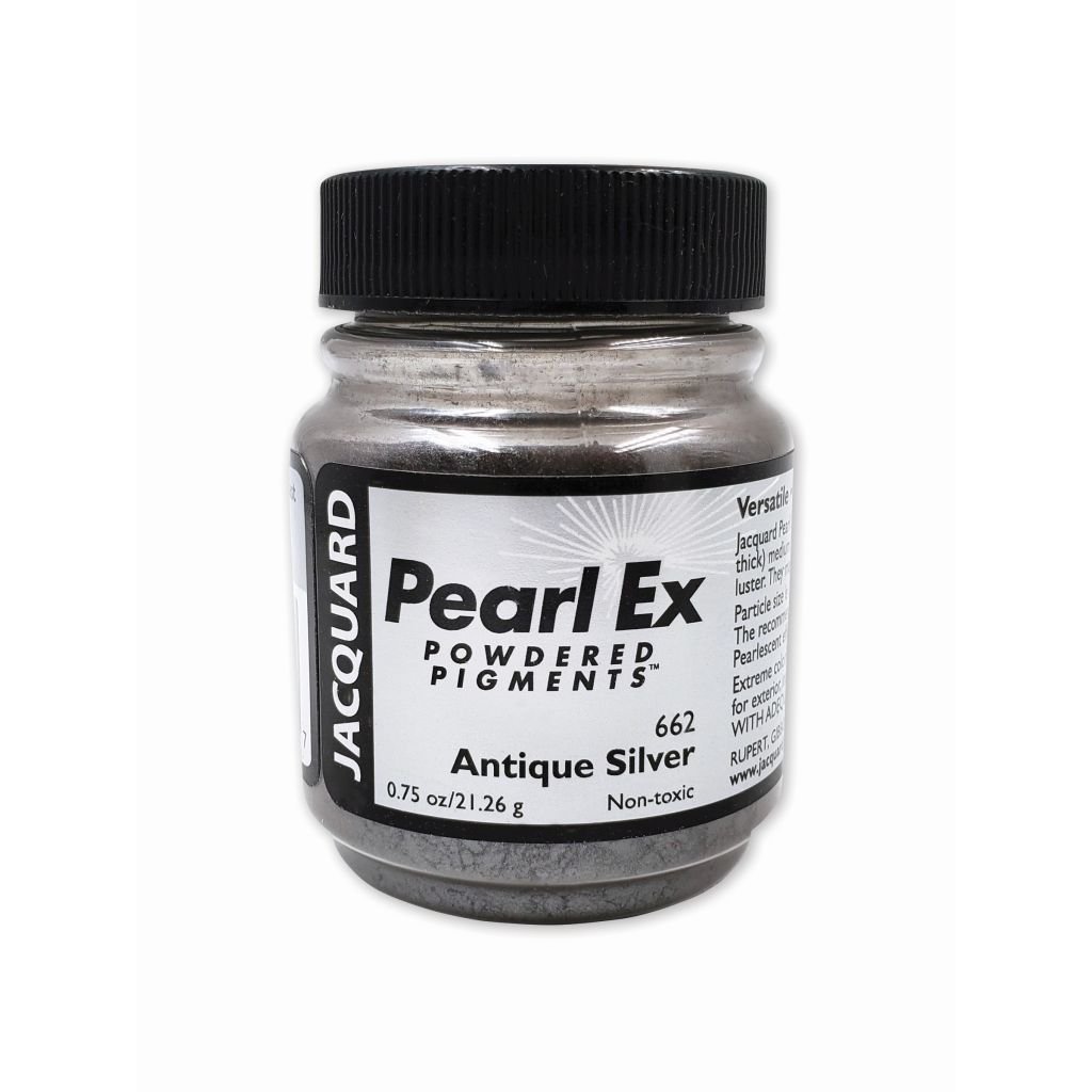 Jacquard Pearl Ex Powdered Pigments - 0.75 Oz (21.26 GM) Jar - Antique Silver (662)