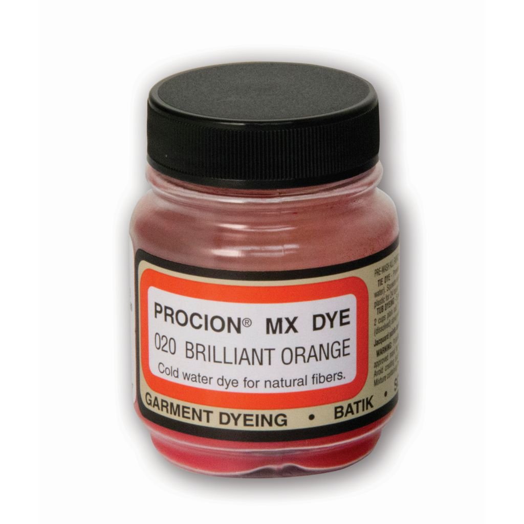 Jacquard Fabric Colours - Procion MX - Fiber Reactive Cold Water Dyes - 18.71 GM (2/3 Oz) Bottle - Brilliant Orange (020)