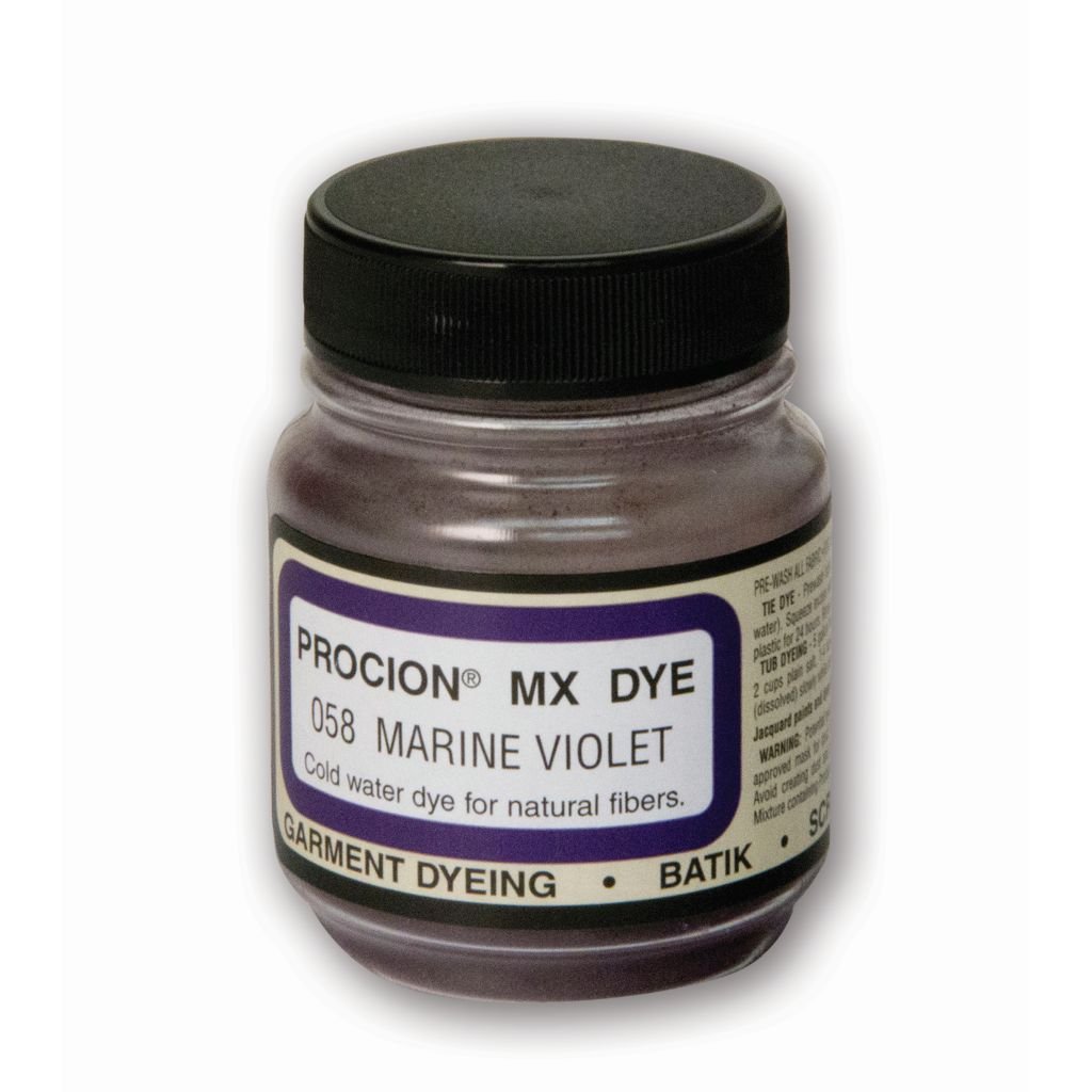 Jacquard Fabric Colours - Procion MX - Fiber Reactive Cold Water Dyes - 18.71 GM (2/3 Oz) Bottle - Marine Violet (058)