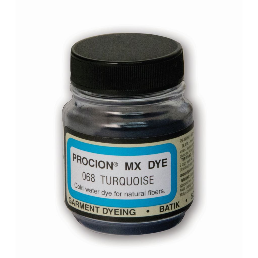Jacquard Fabric Colours - Procion MX - Fiber Reactive Cold Water Dyes - 18.71 GM (2/3 Oz) Bottle - Turquoise (068)