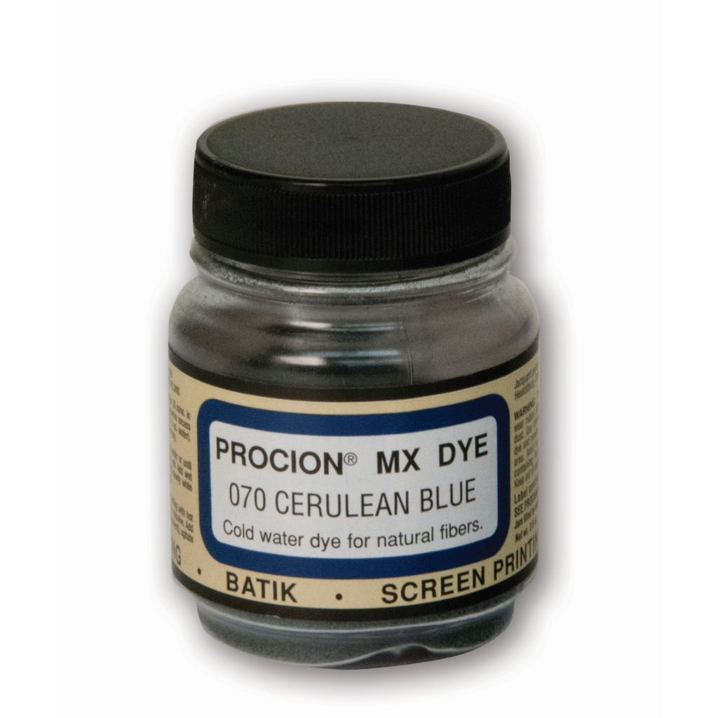 Jacquard Fabric Colours - Procion MX - Fiber Reactive Cold Water Dyes - 18.71 GM (2/3 Oz) Bottle - Cerulean Blue (070)