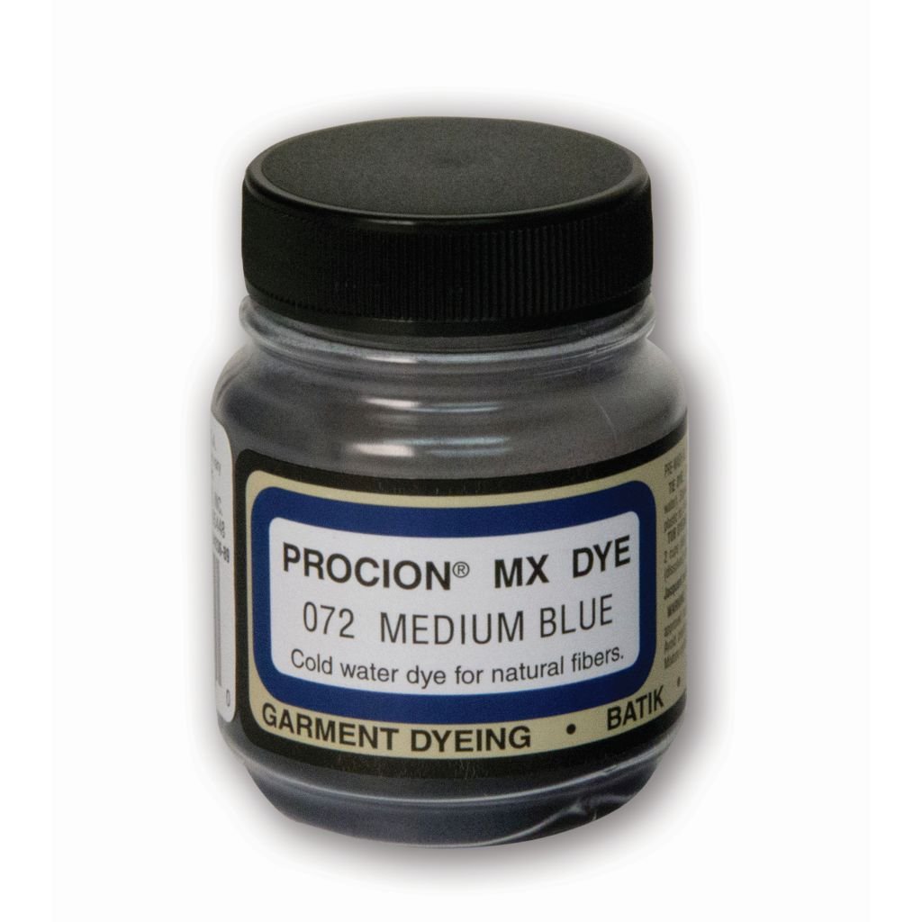 Jacquard Fabric Colours - Procion MX - Fiber Reactive Cold Water Dyes - 18.71 GM (2/3 Oz) Bottle - Medium Blue (072)
