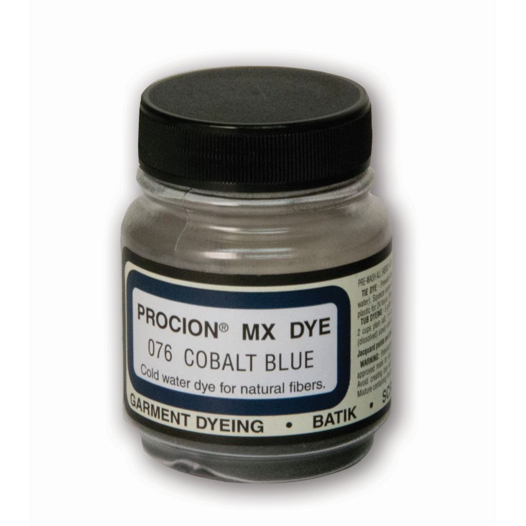 Jacquard Fabric Colours - Procion MX - Fiber Reactive Cold Water Dyes - 18.71 GM (2/3 Oz) Bottle - Cobalt Blue (076)