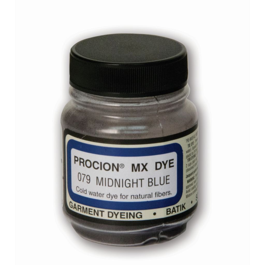 Jacquard Fabric Colours - Procion MX - Fiber Reactive Cold Water Dyes - 18.71 GM (2/3 Oz) Bottle - Midnight Blue (079)