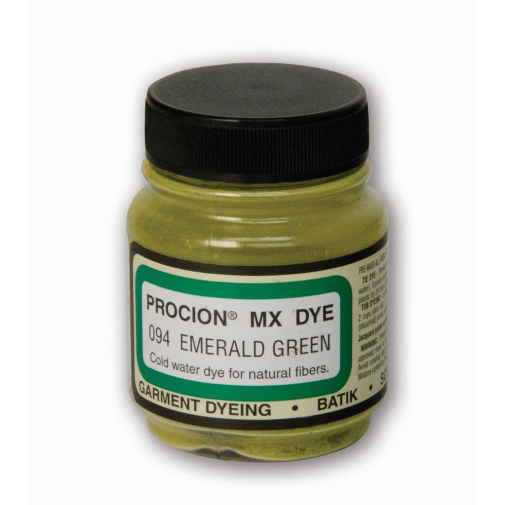 Jacquard Fabric Colours - Procion MX - Fiber Reactive Cold Water Dyes - 18.71 GM (2/3 Oz) Bottle - Emerald Green (094)