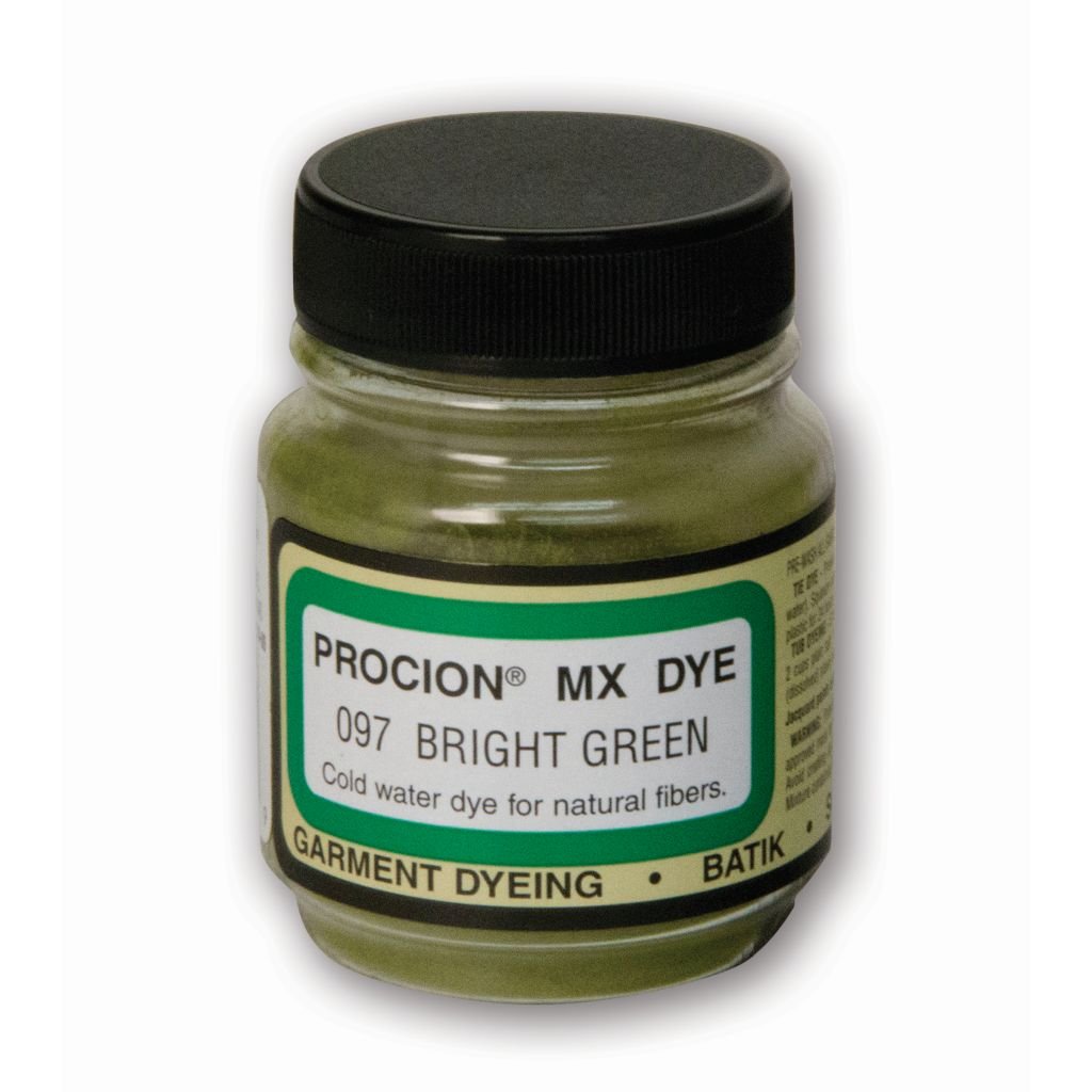 Jacquard Fabric Colours - Procion MX - Fiber Reactive Cold Water Dyes - 18.71 GM (2/3 Oz) Bottle - Bright Green (097)