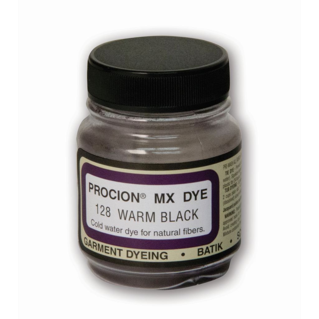 Jacquard Fabric Colours - Procion MX - Fiber Reactive Cold Water Dyes - 18.71 GM (2/3 Oz) Bottle - Warm Black (128)