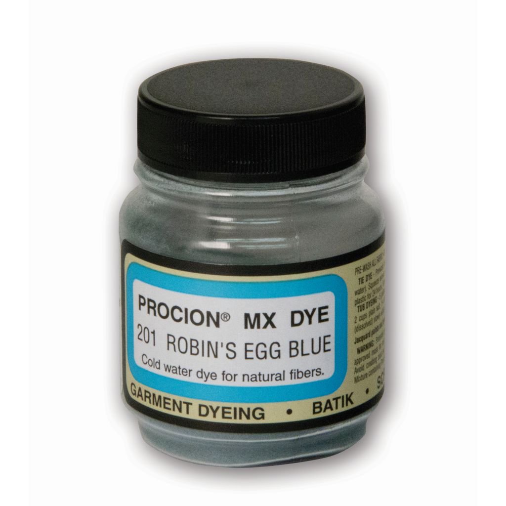 Jacquard Fabric Colours - Procion MX - Fiber Reactive Cold Water Dyes - 18.71 GM (2/3 Oz) Bottle - Robin's Egg Blue (201)