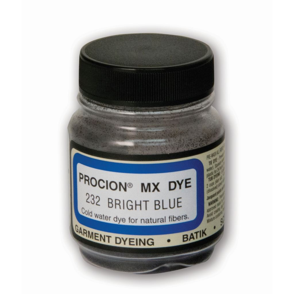 Jacquard Fabric Colours - Procion MX - Fiber Reactive Cold Water Dyes - 18.71 GM (2/3 Oz) Bottle - Bright Blue (232)