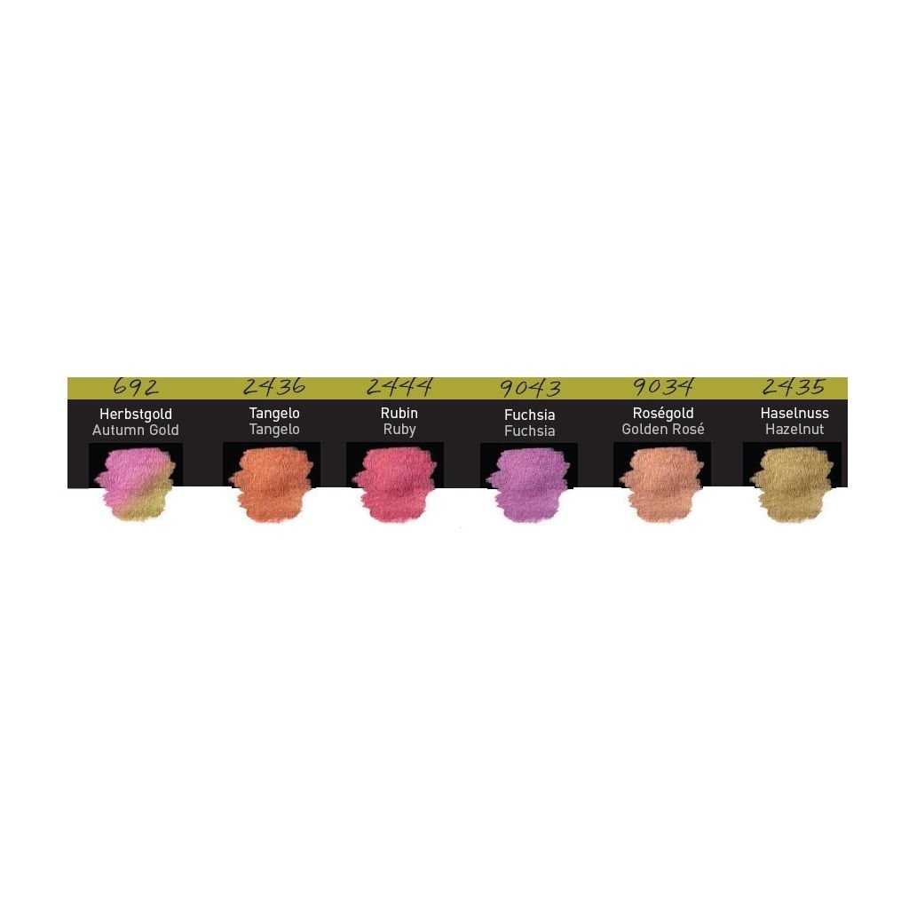 FineTec Mica Based Pearlescent Watercolours - Opaque - Professional Quality - Set of 6 Pearlescent WARM Colours in a metal box - 30 mm x 22 mm Rectangular Pan