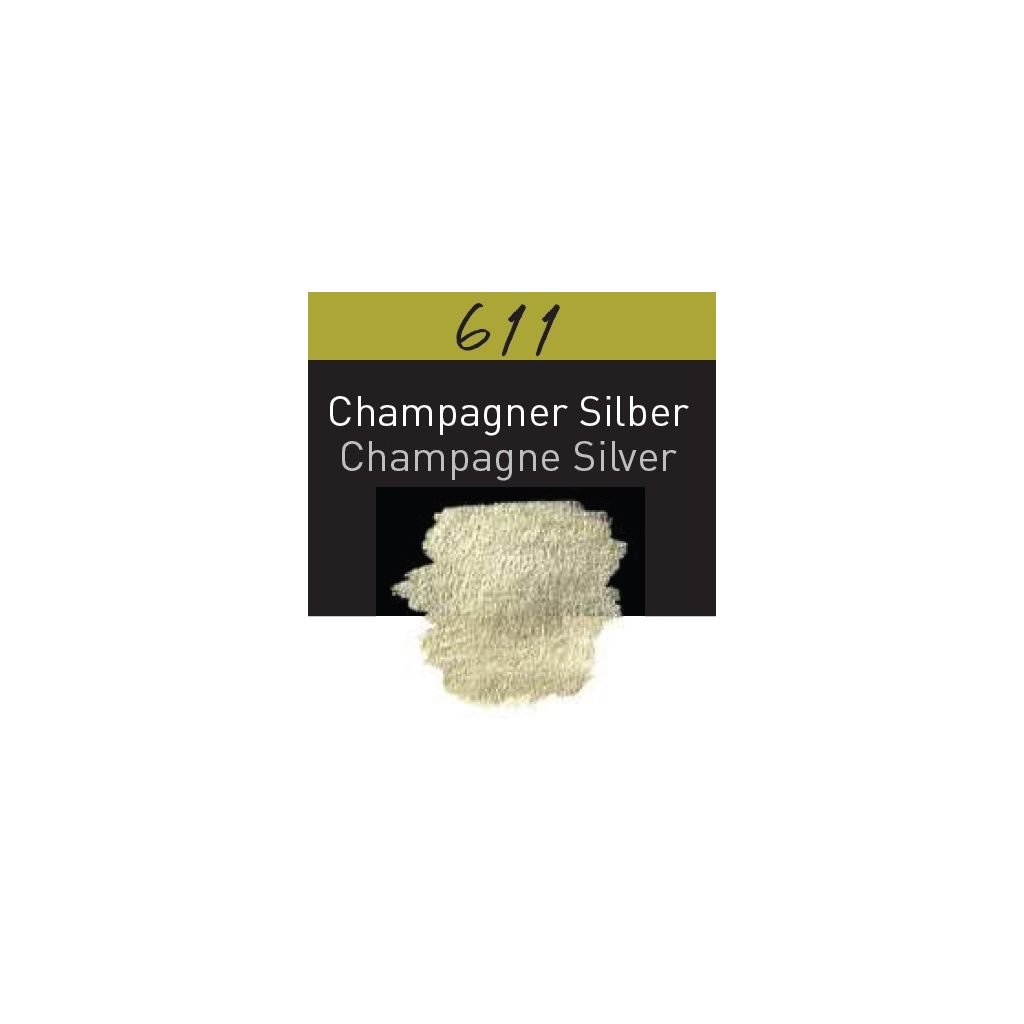 FineTec Mica Based Pearlescent Watercolour - Opaque - Professional Quality - Champagne Silver - 30 mm x 22 mm Rectangular Pan