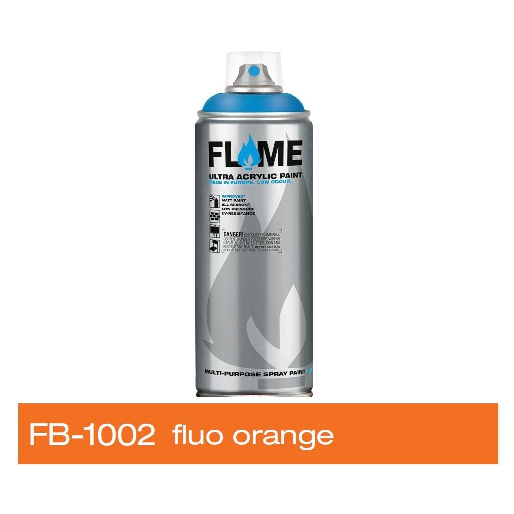 Flame Blue Low Pressure Acrylic Spray Paint 400 ML - Fluorescent Orange