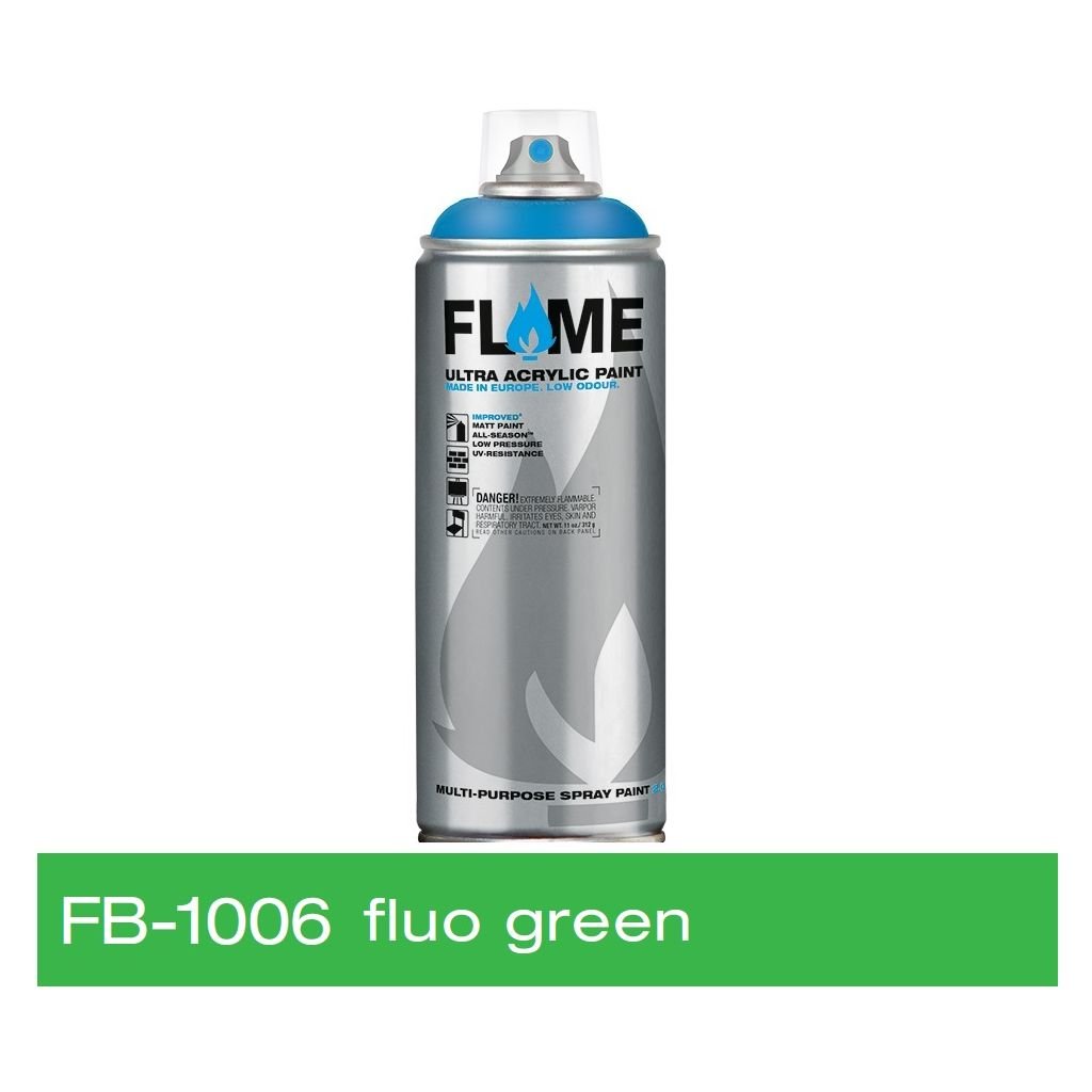 Flame Blue Low Pressure Acrylic Spray Paint 400 ML - Fluorescent Green
