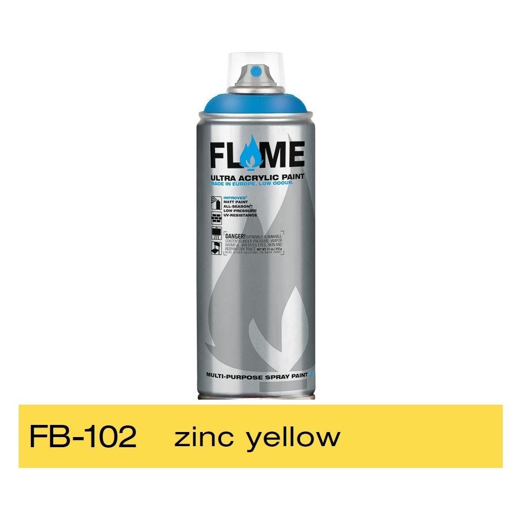 Flame Blue Low Pressure Acrylic Spray Paint 400 ML - Zink Yellow