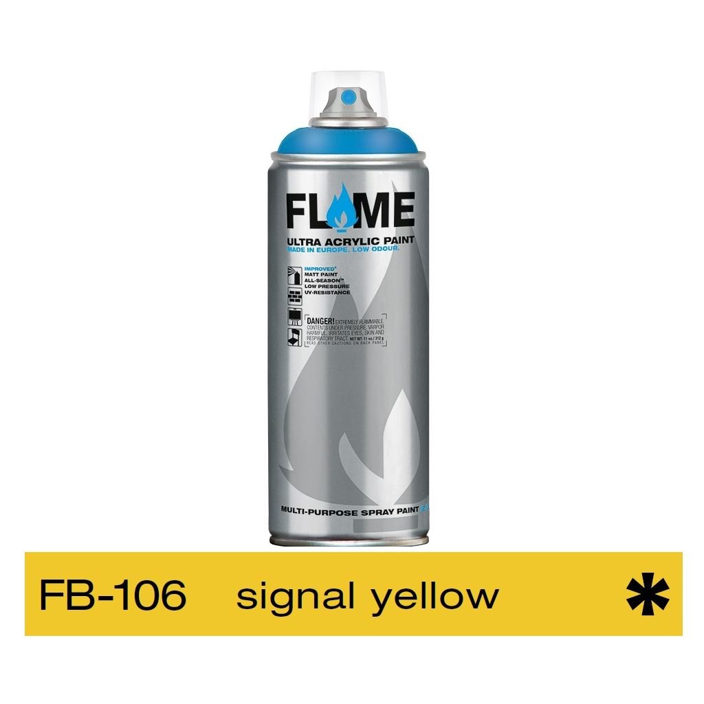 Flame Blue Low Pressure Acrylic Spray Paint 400 ML - Signal Yellow