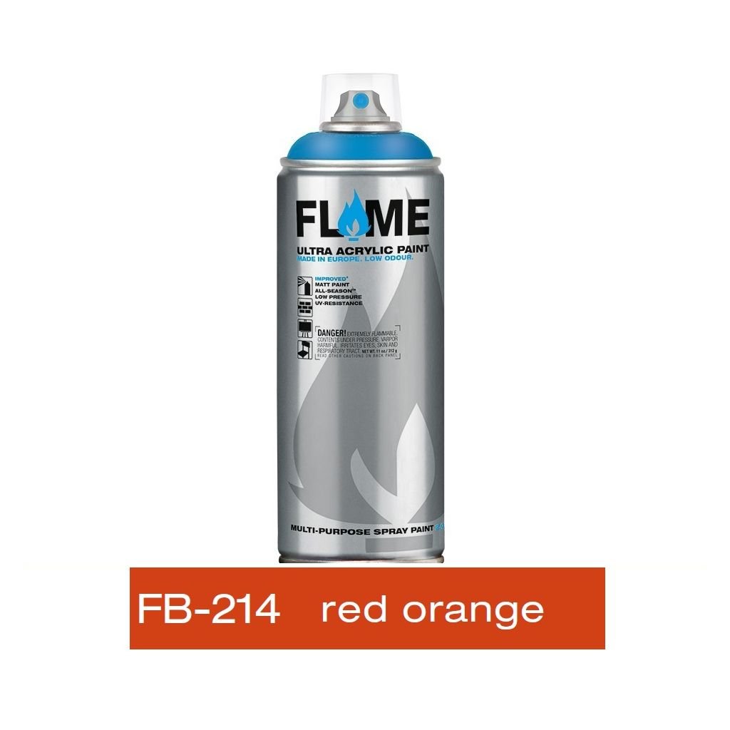 Flame Blue Low Pressure Acrylic Spray Paint 400 ML - Red Orange
