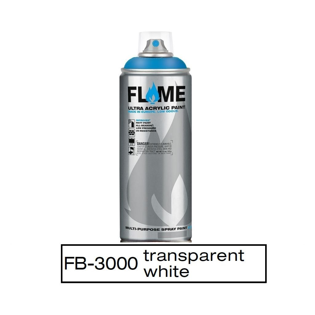 Flame Blue Low Pressure Acrylic Spray Paint 400 ML - Transparent White