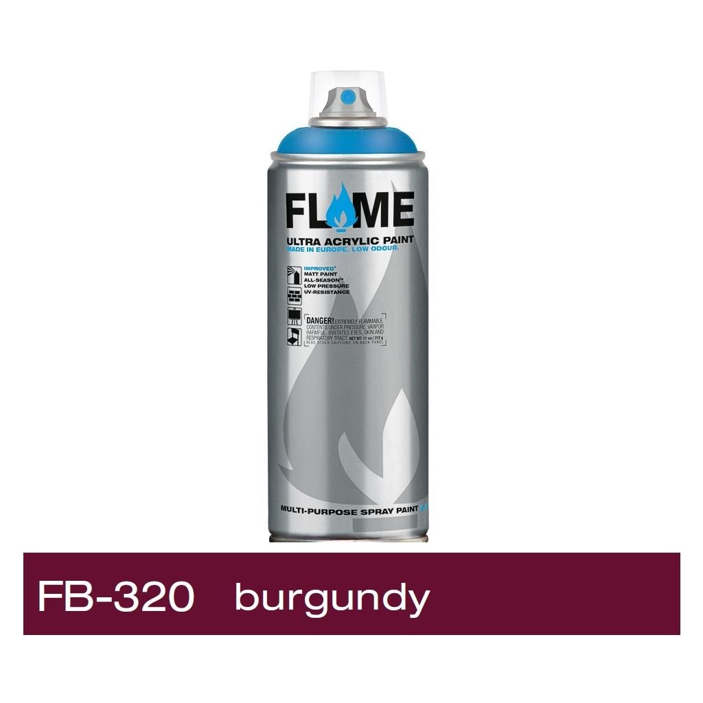 Flame Blue Low Pressure Acrylic Spray Paint 400 ML - Burgundy