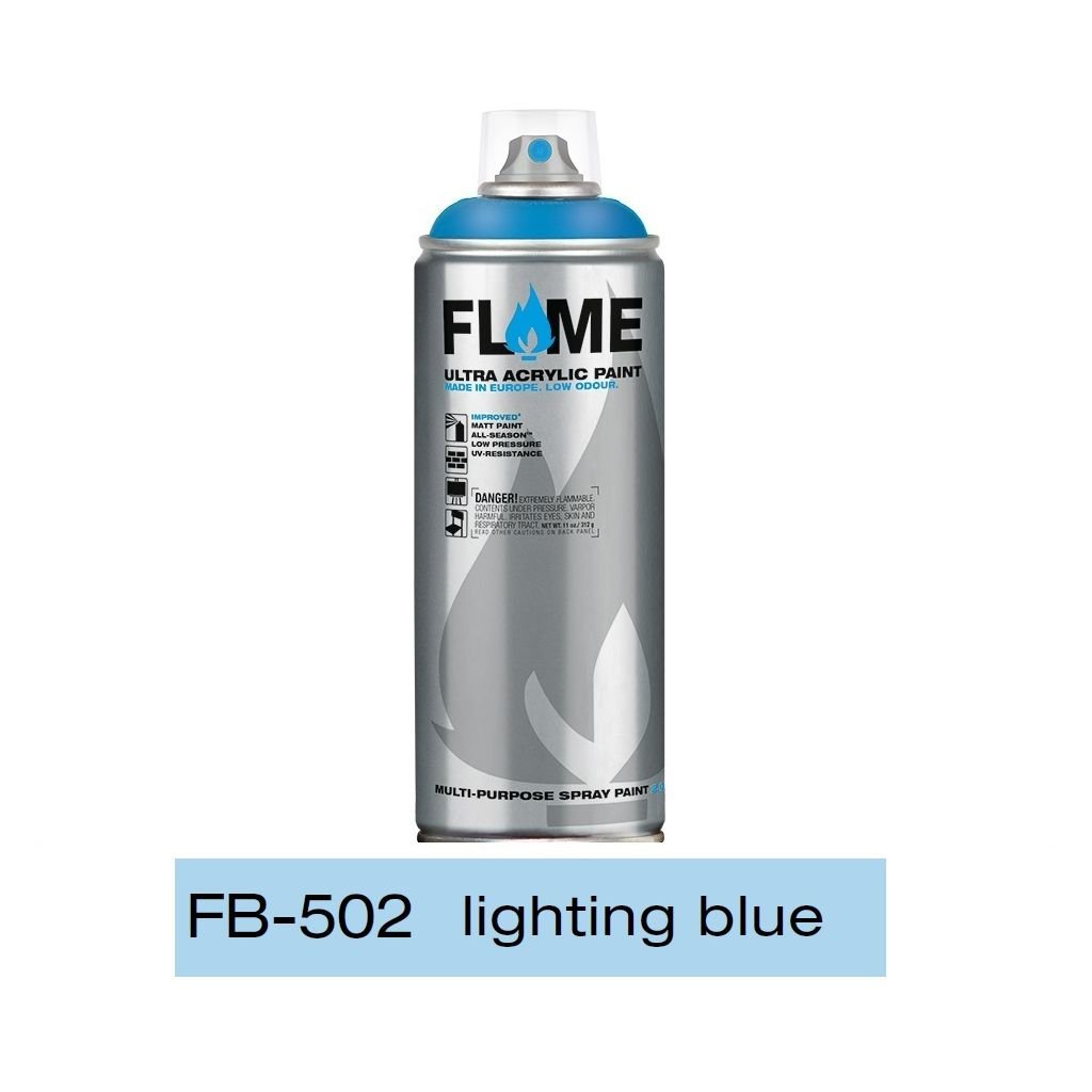 Flame Blue Low Pressure Acrylic Spray Paint 400 ML - Lighting Blue