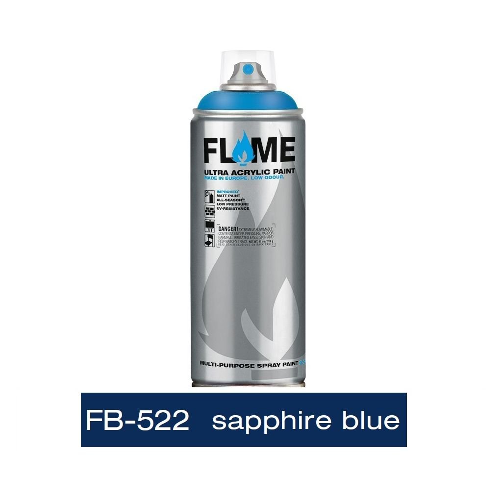 Flame Blue Low Pressure Acrylic Spray Paint 400 ML - Sapphire Blue