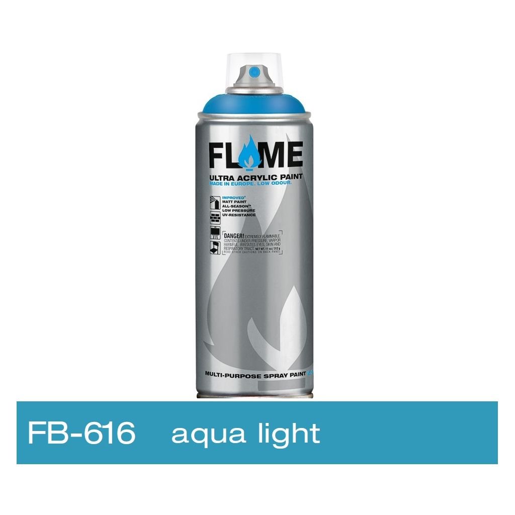 Flame Blue Low Pressure Acrylic Spray Paint 400 ML - Aqua Light